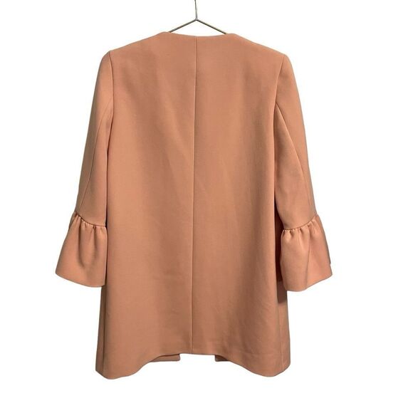 Zara Pink Open Front Ruffle Sleeve Occasion Coat Size MED - Picture 5 of 8